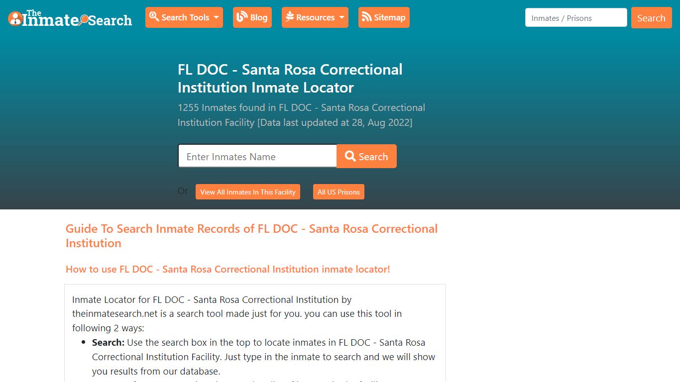 FL DOC - Santa Rosa Correctional Institution Inmate Locator